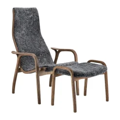 Butaca y reposapiés Lamino roble/piel de oveja Special Edition, Rubio Monocoat Chocolate-Charcoal