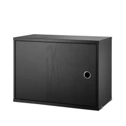 Cabinet con puerta batiente String, Fresno teñido de negro, 58x30 cm