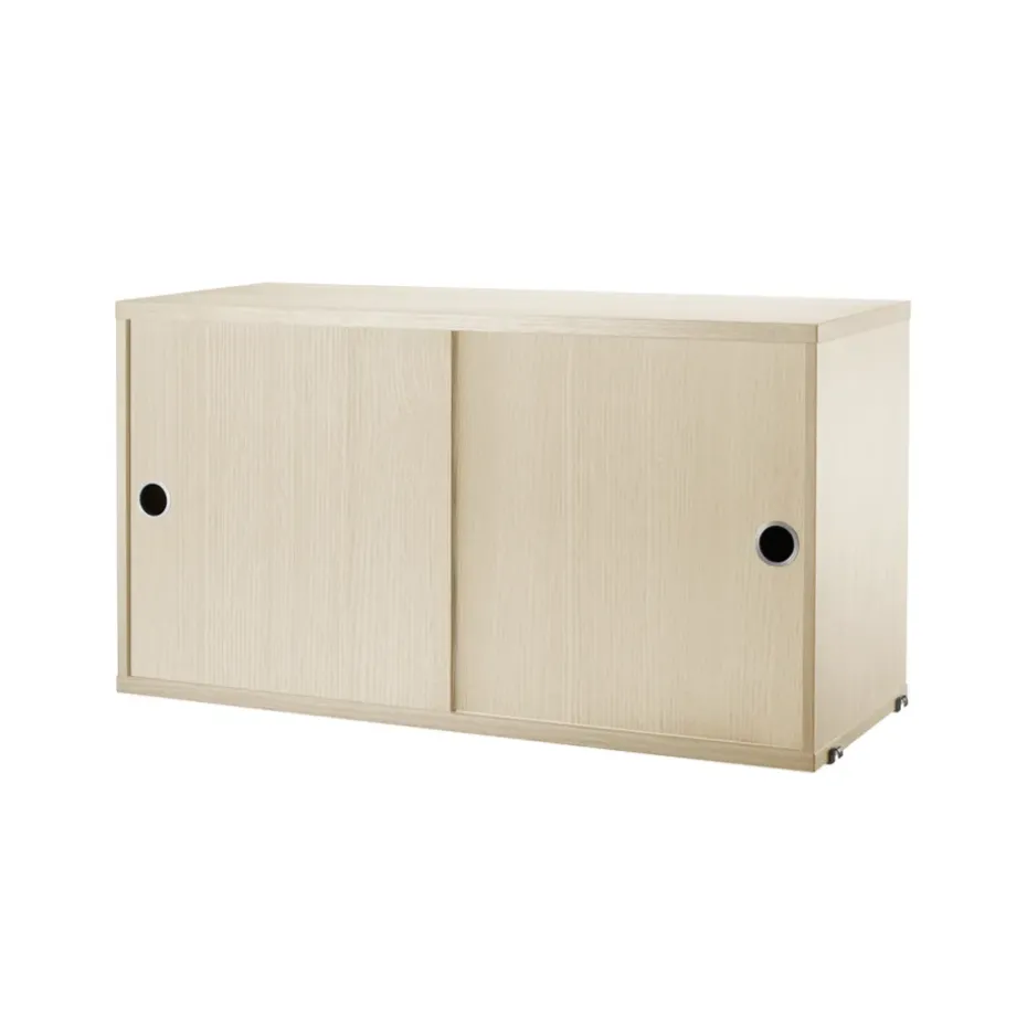 Cabinet con puertas correderas String, Chapa de fresno, 78x30 cm