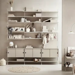 Cabinet con puertas correderas String, Beige, 78x30 cm