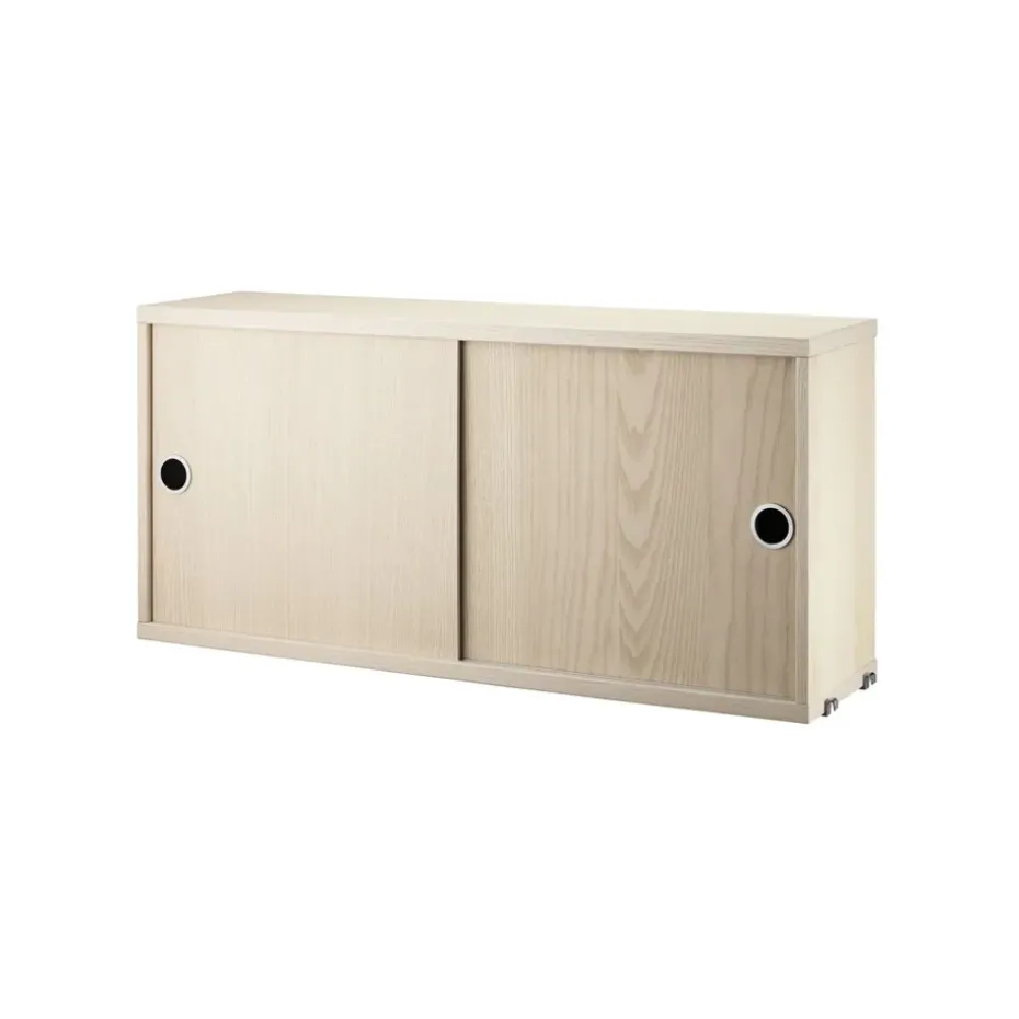 Cabinet con puertas correderas String, Chapa de fresno, 78x20 cm