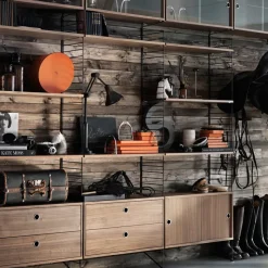 Cabinet con puertas correderas String, Chapa de fresno, 78x20 cm