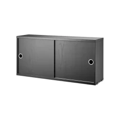 Cabinet con puertas correderas String, Fresno teñido de negro, 78x20 cm
