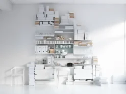 Cabinet vitrina con puertas correderas de cristal String, Blanco, 78x30 cm