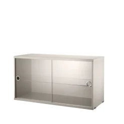 Cabinet vitrina con puertas correderas de cristal String, Beige, 78x30 cm