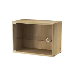 Cabinet vitrina con puertas correderas de cristal String, Roble, 58x30 cm
