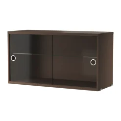 Cabinet vitrina con puertas correderas de cristal String, Roble oscuro, 78×30 cm