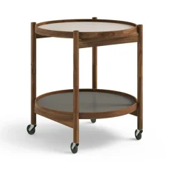 Carrito Bølling Tray Table model 50, Stone, estructura de nogal aceitado
