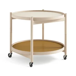 Carrito Bølling Tray Table model 60, Sunny, estructura de haya sin tratar