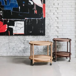 Carrito Bølling Tray Table model 60, Roble ahumado, estructura de roble aceitado humo