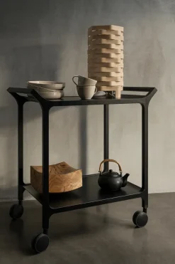 Carrito para servir Teatime, fresno lacado negro