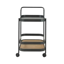 Carrito Roll, Lava grey, incl. tablero de mesa teca