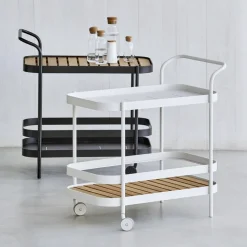 Carrito Roll, Lava grey, incl. tablero de mesa teca