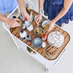 Carrito Roll, Lava grey, incl. tablero de mesa teca