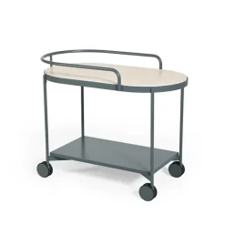 Carro con ruedas Lene, Grey, chapa de fresno pigmantada blanca