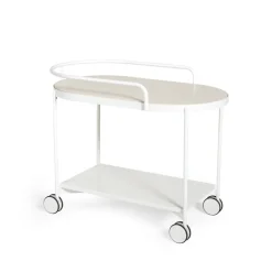 Carro con ruedas Lene, White, chapa de fresno pigmentado blanco