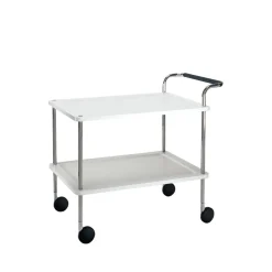 Carro con ruedas Trolley Square, Blanco, base de cromo