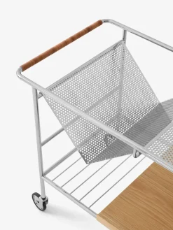 Carro de almacenaje Alima roble lacado, Cromo y roble lacado