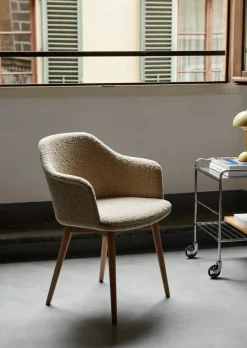 Carro de almacenaje Alima roble lacado, Cromo y roble lacado