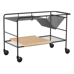 Carro de almacenaje Alima roble lacado, Negro y roble lacado