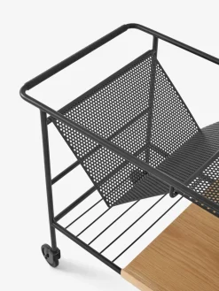 Carro de almacenaje Alima roble lacado, Negro y roble lacado