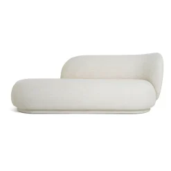 Chaiselongue Diván bouclé Rico derecha, Offwhite