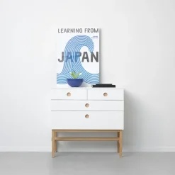 Cómoda Keep, Blanco, base de roble aceitado blanco