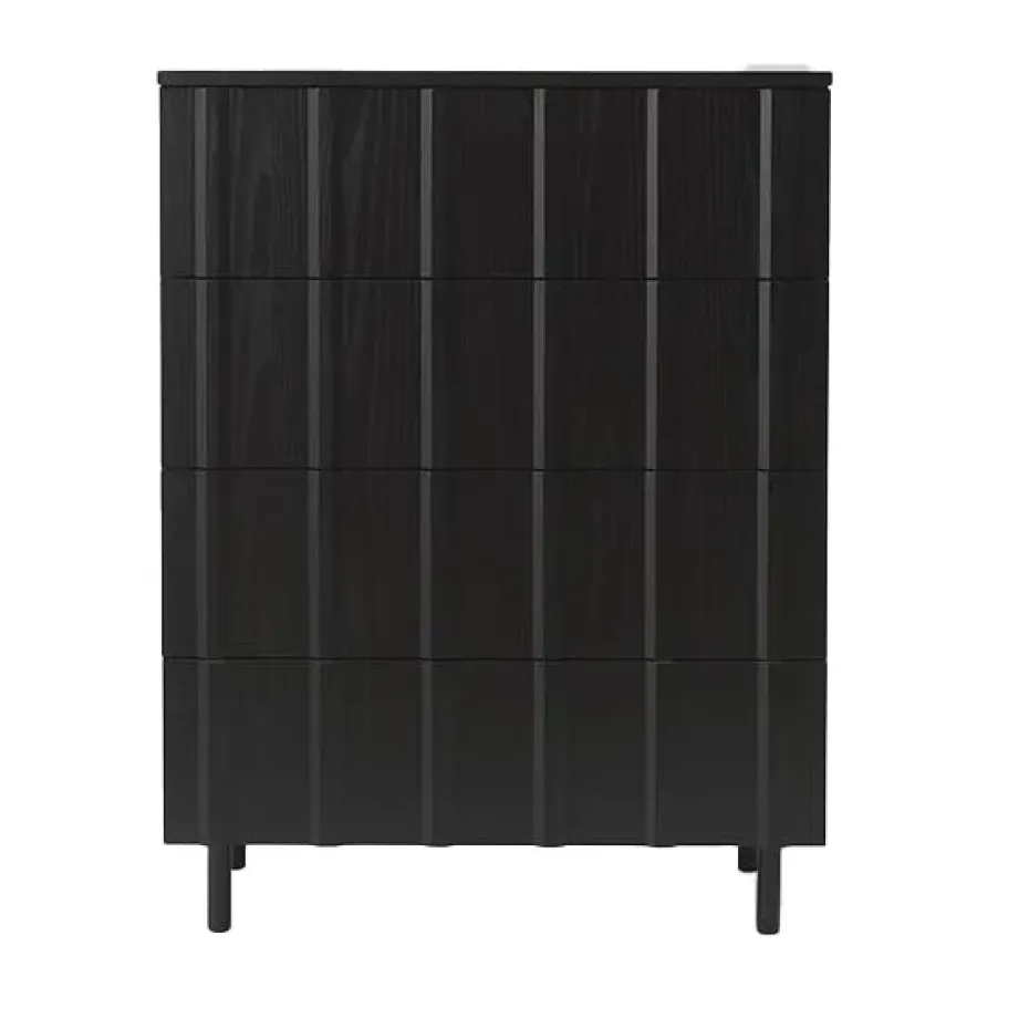 Cómoda Rib dresser 4 cajones, Soft Black