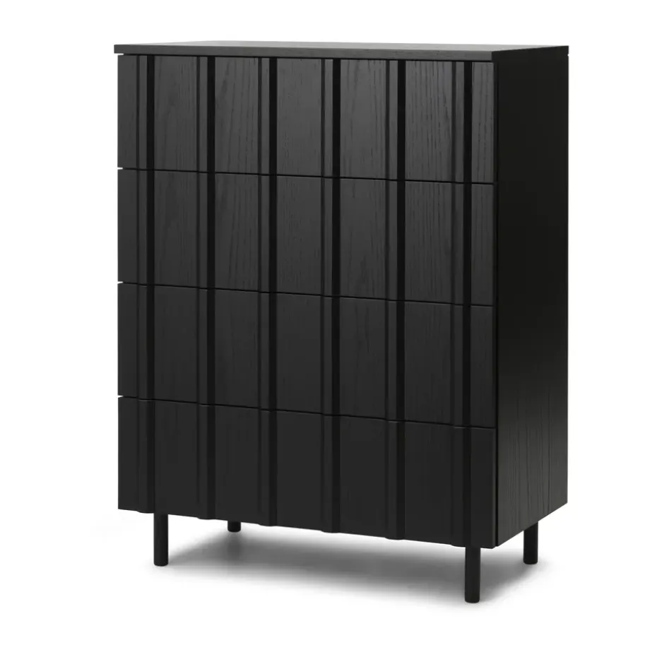 Cómoda Rib dresser 4 cajones, Soft Black
