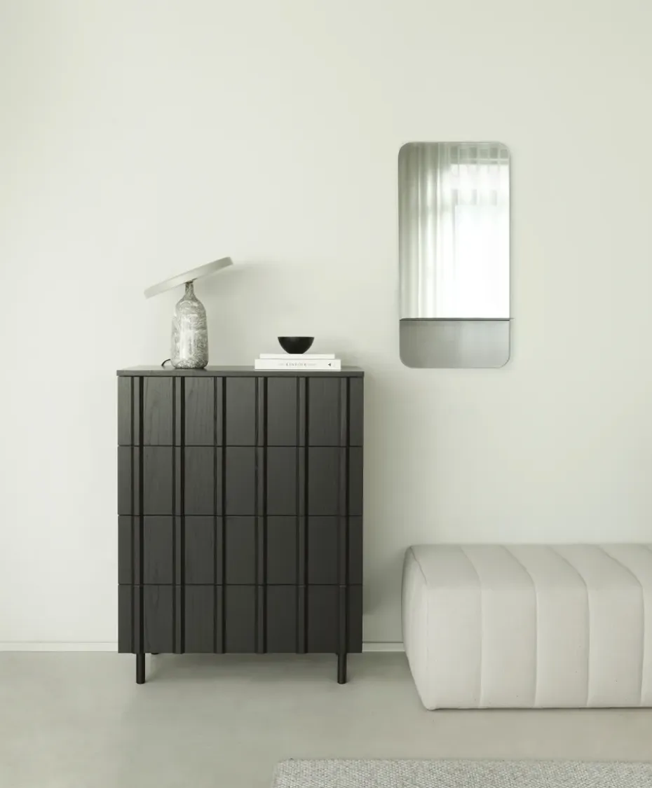 Cómoda Rib dresser 4 cajones, Soft Black