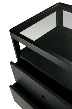 Cómoda Spindle, Roble lacado en negro, 4 cajones