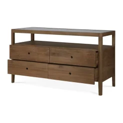 Cómoda Spindle, Teca, 4 cajones