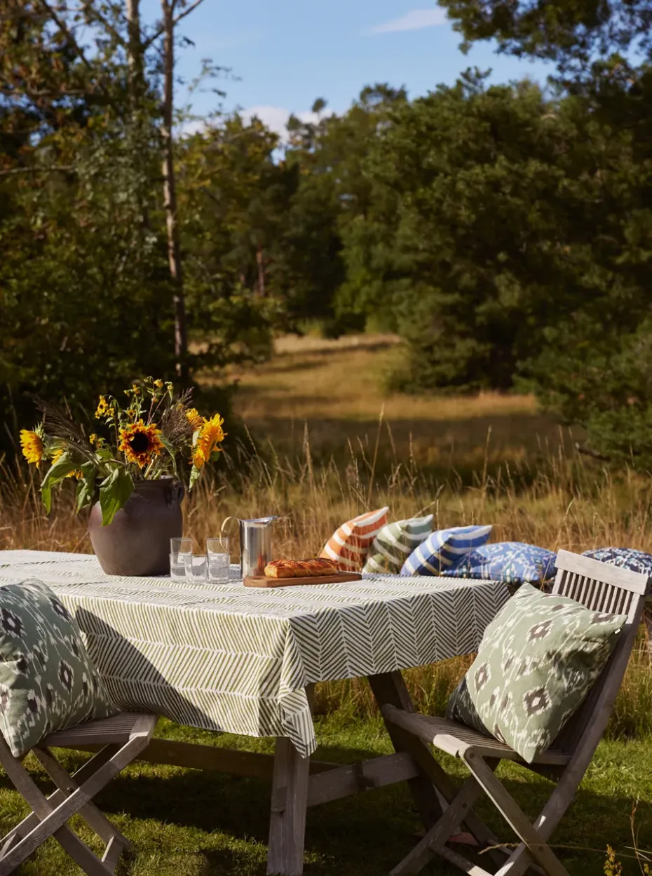 Cojín de exterior Block Stripe 40x60 cm, Riviera blue-off white