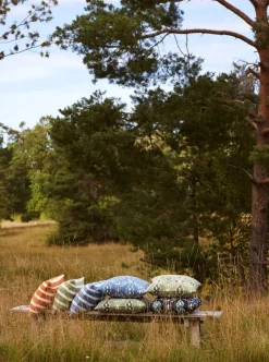 Cojín de exterior Block Stripe 40x60 cm, Riviera blue-off white