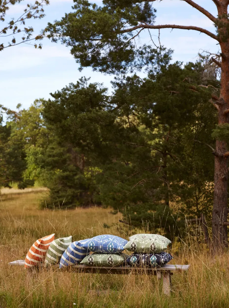 Cojín de exterior Block Stripe 40x60 cm, Riviera blue-off white