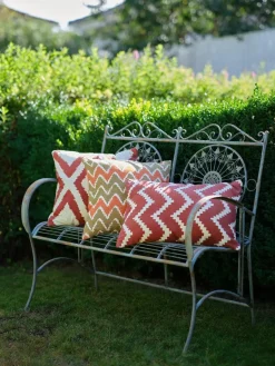 Cojín de exterior Ikat Bangalore 50x50 cm, Beige-apricot orange