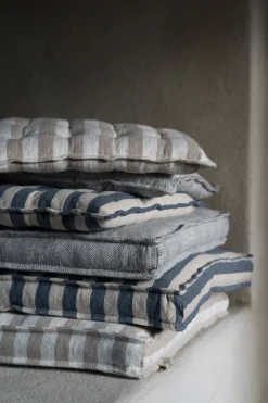 Cojín para asiento Ernst 45x45 cm, Blanco-azul