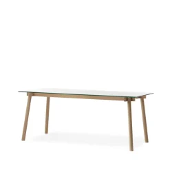 Corners Mesa, Roble aceitado blanco, vidrio