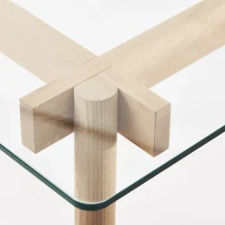 Corners Mesa, Roble aceitado blanco, vidrio
