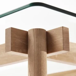 Corners Mesa, Roble aceitado blanco, vidrio