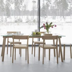 Corners Mesa, Roble aceitado blanco, vidrio