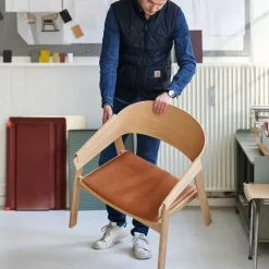 Cover Sillón cuero, coñac-roble