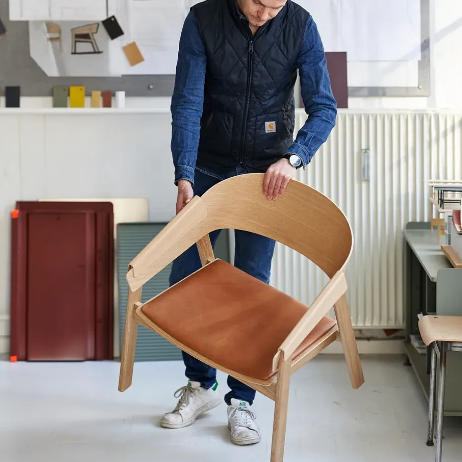 Cover Sillón cuero, coñac-roble