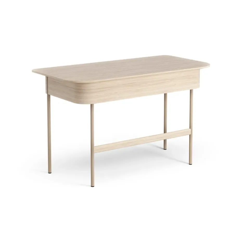 Escritorio Luna con cajón, Roble pigmentado blanco