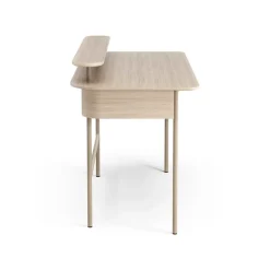 Escritorio Luna con cajón y estante, Roble pigmentado blanco