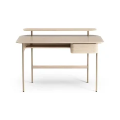 Escritorio Luna con cajón y estante, Roble pigmentado blanco