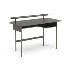 Escritorio Luna con estante, Roble gris tormenta