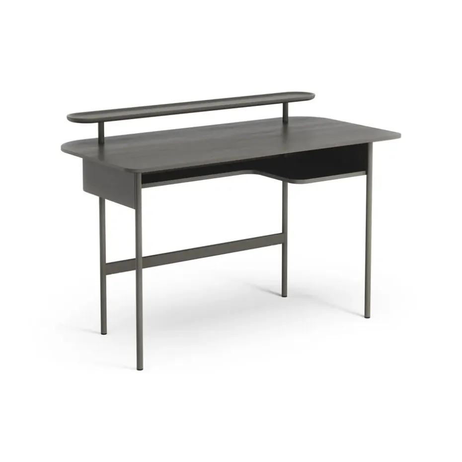 Escritorio Luna con estante, Roble gris tormenta