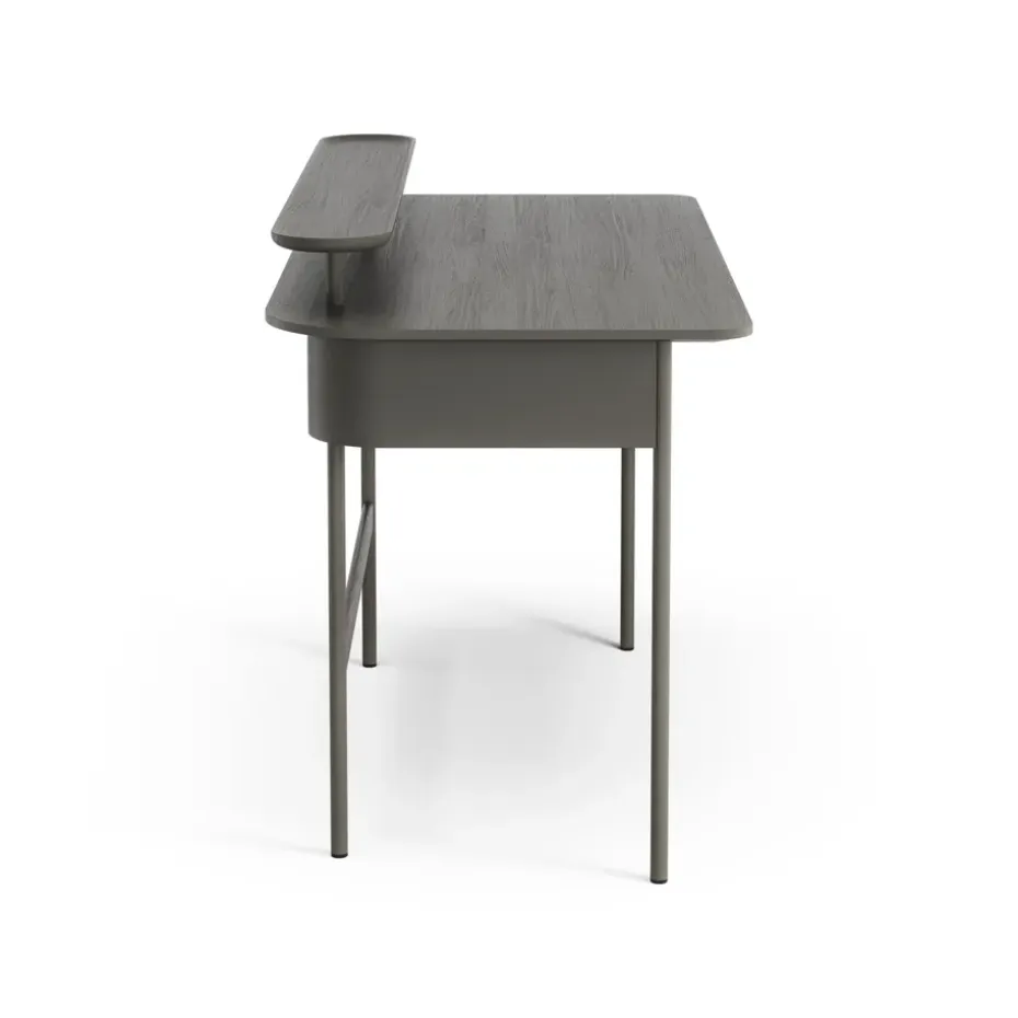 Escritorio Luna con estante, Roble gris tormenta