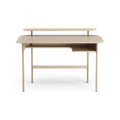 Escritorio Luna con estante, Roble pigmentado blanco